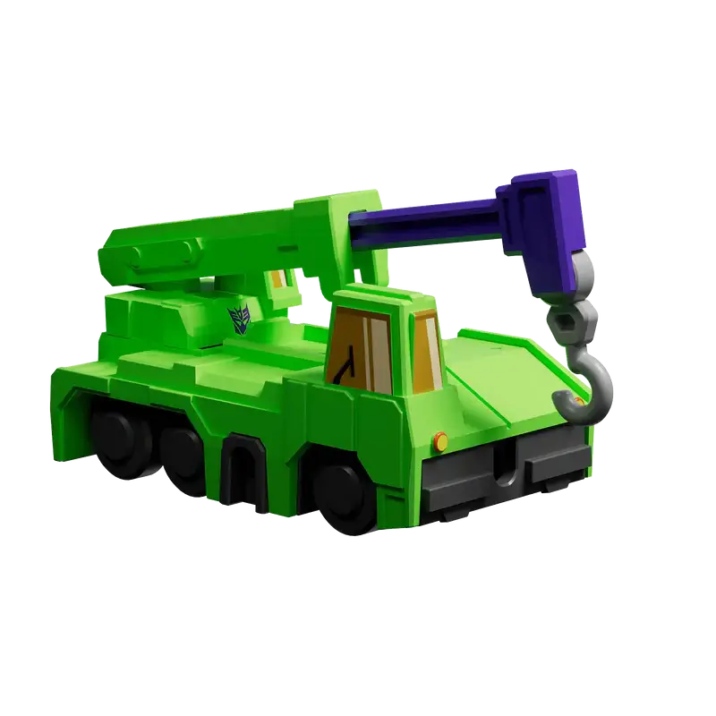 Transformers Hook toy crane vehicle with green body and purple arm