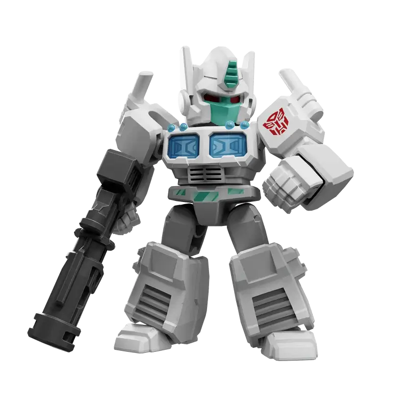 Transformers Dreamwave Ultra Magnus robot toy figure , white and gray color scheme with aqua highlights