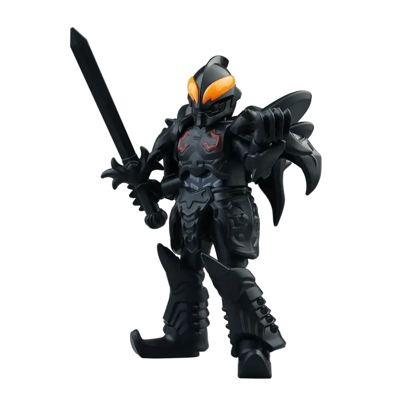 Ultraman Belial Kaiser Darkness action figure in black armor with orange helmet holding a sword