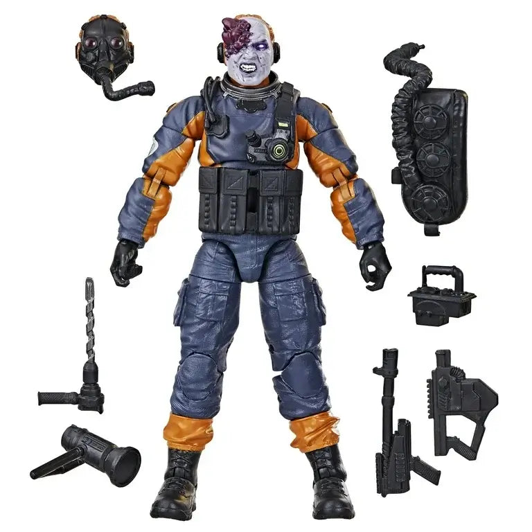 hasbro gi joe classified series night force mole rat action figure with accessories backpack , scanner, cannister, mutated head, drill trigger with drill bit and weapon