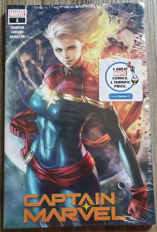 marvel comics captain marvel issue 1 artgerm variant cover walmart comic 3 pack