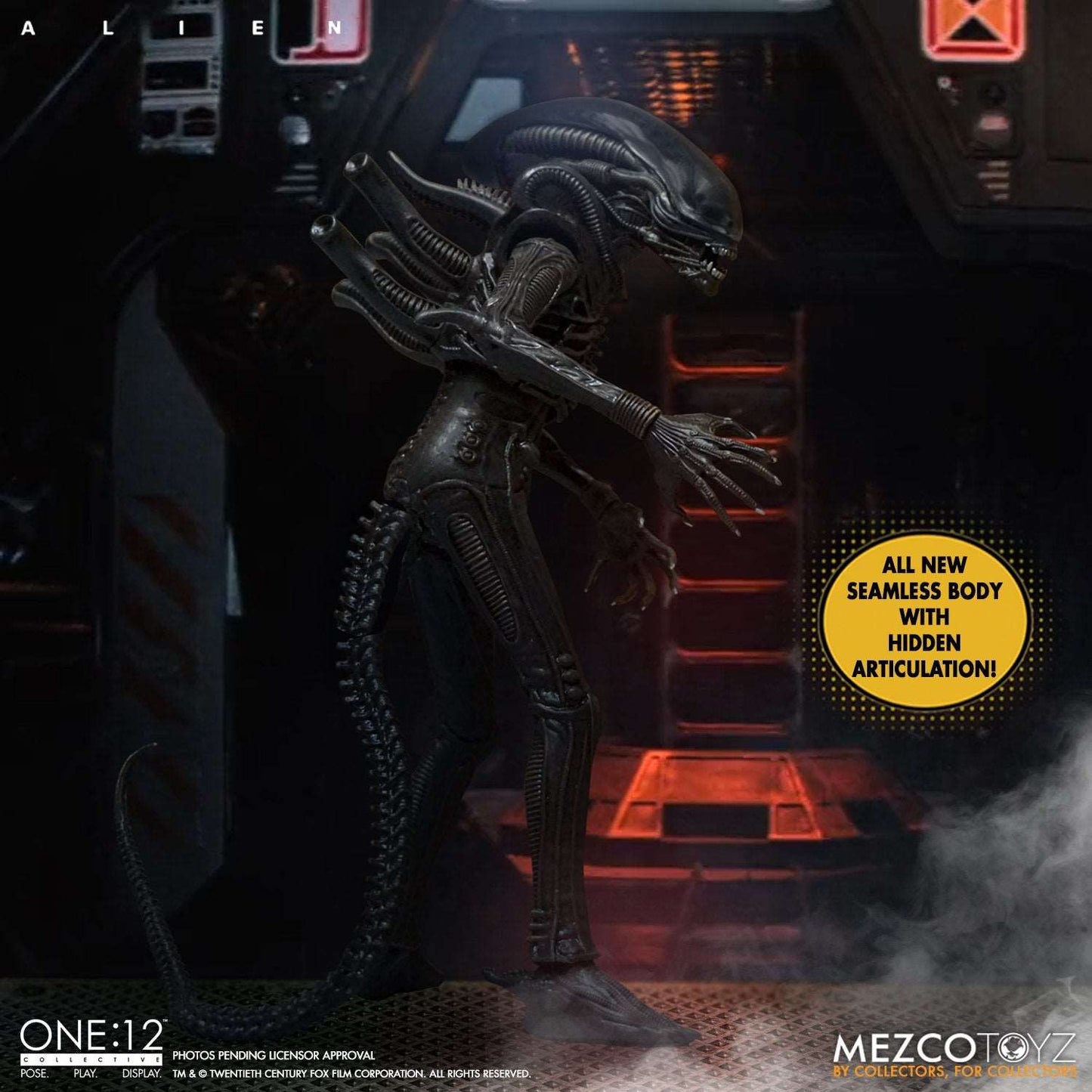 mezco one twelfth collective alien big chap figure full body back view