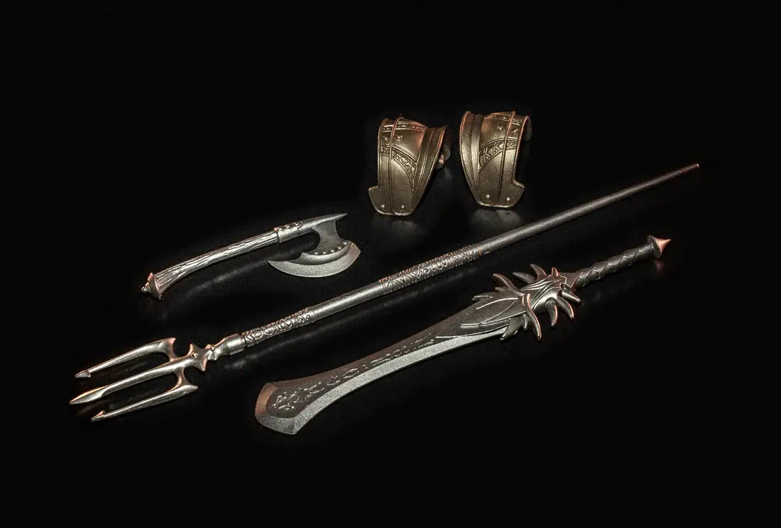 mythic legions deluxe legion builder barbarian accessories contain: trident, goblin axe, buster sword and shoulder armor