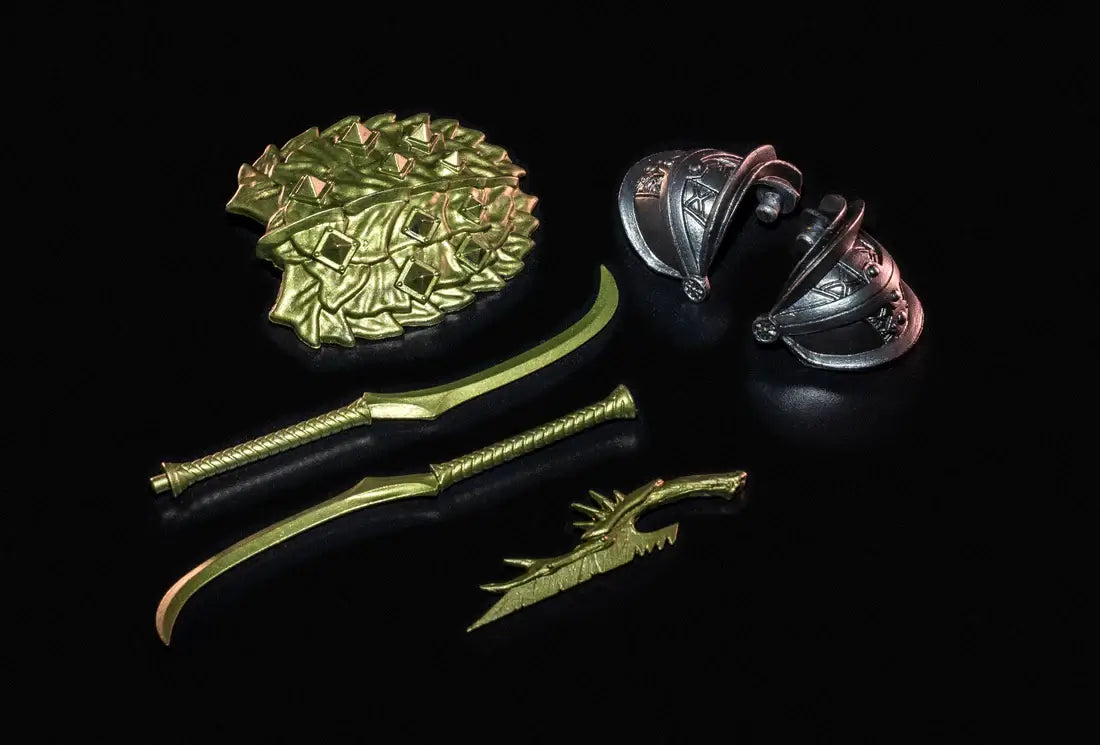 mythic legions deluxe legion builder deluxe goblin accessories with turtle shell shield, 2 swords, knife and shoulder armor