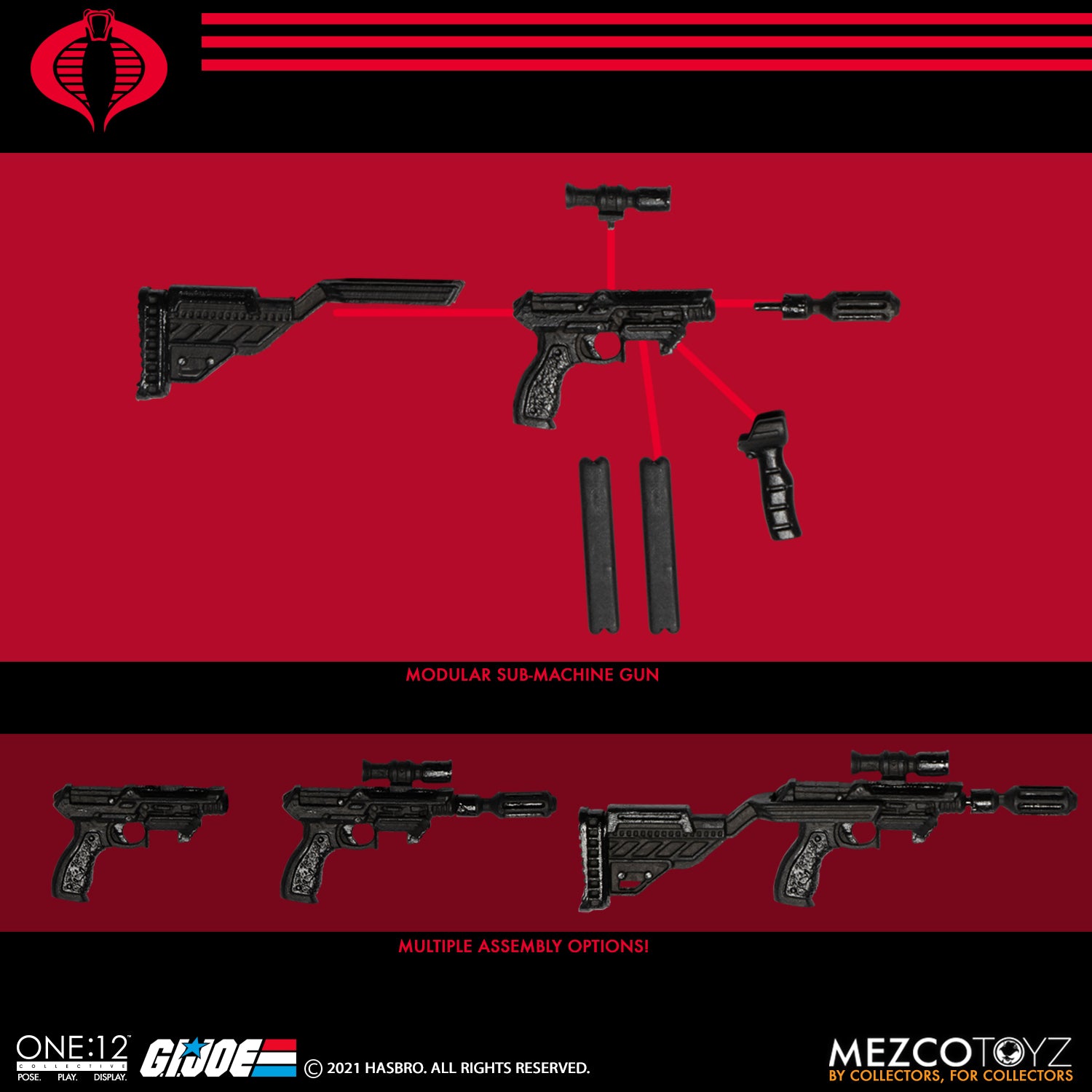 Mezco One:12 Collective G.I. Joe: Destro the ENEMY! modular sub-machine gun accessories