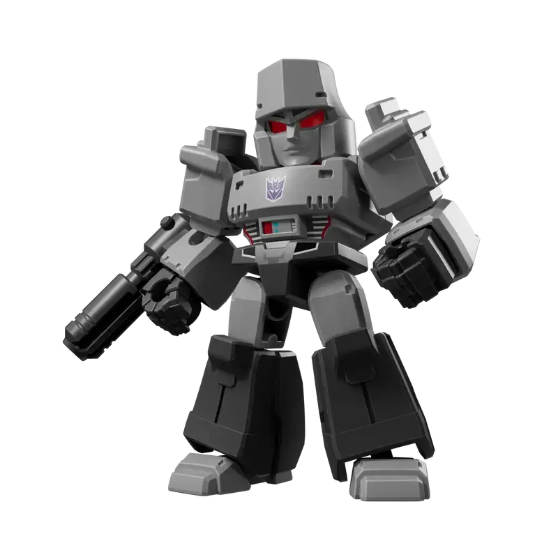 Transformers Megatron toy robot figure with a gray and black color scheme and cannon on the arm