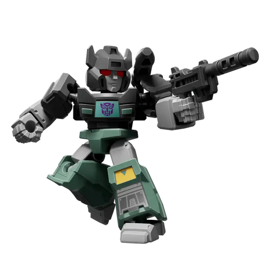 Transformers Shattered Glass Sideswipe robot toy with a black and turquoise color scheme