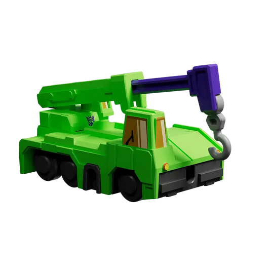 Transformers Hook toy crane vehicle with green body and purple arm 