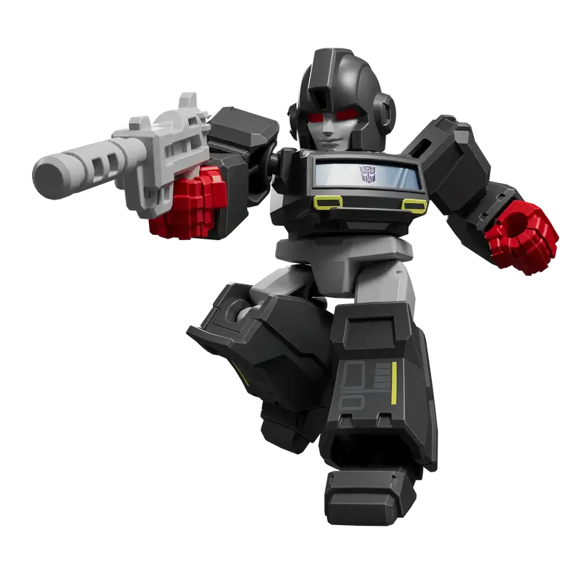 Transformers Shattered Glass Ironhide toy robot figure with gray and black color scheme with red hands