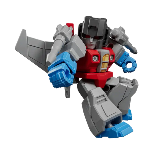 Transformers Starscream toy robot figure with red, blue, and gray colors 