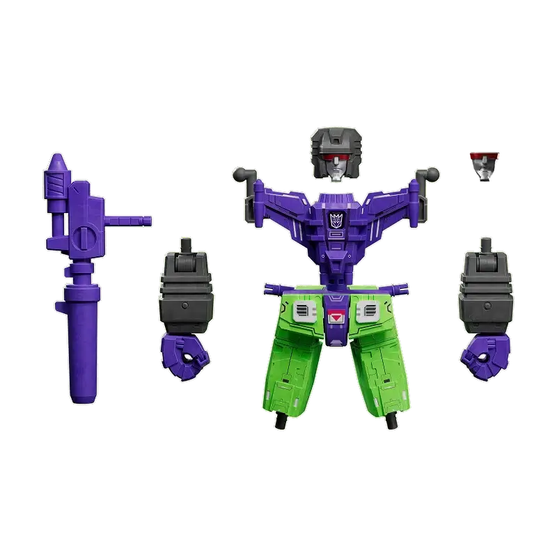 Transformers Devastator add on accessories with purple and green color scheme on a white background