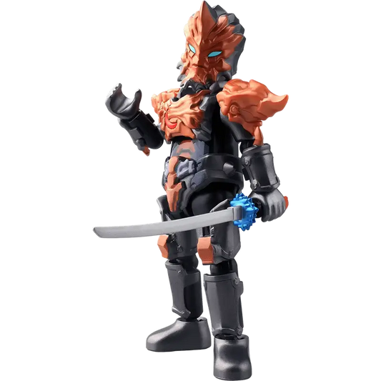 Jugglus Juggler toy figure black and bronze color scheme holding a sword
