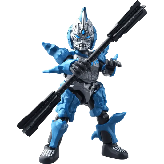Reibatos Blue and gray action figure with a weapon