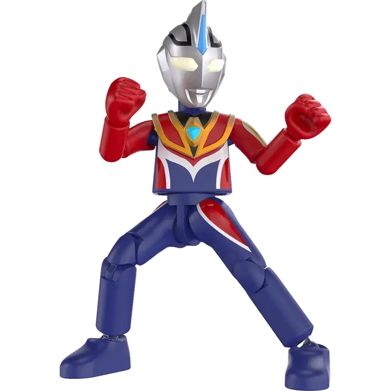 Ultraman Agul Supreme Version  toy figure in a superhero costume with red, blue, and silver