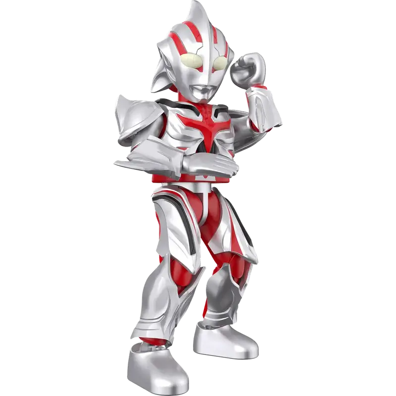 Ultraman The Next Juis toy figure of a superhero in silver and red costume on a white background