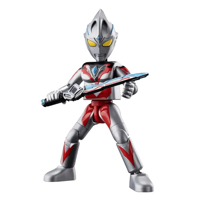 Ultraman Arc Solis Armor Toy figure of a superhero in silver and red costume holding a sword