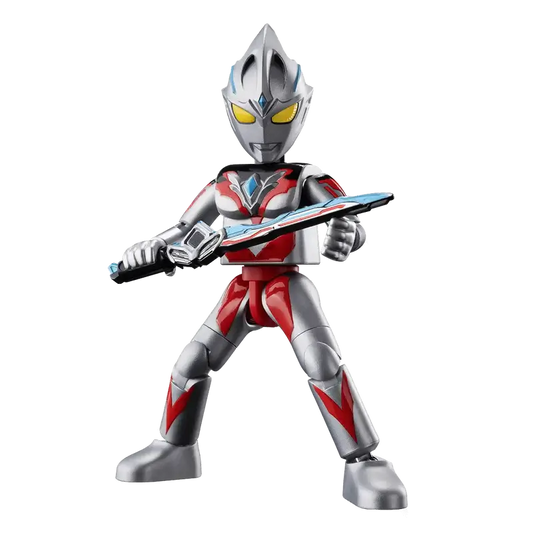 Ultraman Arc Solis Armor Toy figure of a superhero in silver and red costume holding a sword