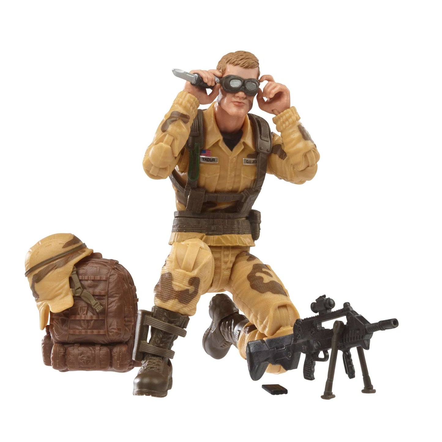 hasbro gi joe classified series Dusty action figure crouched pose with accessories