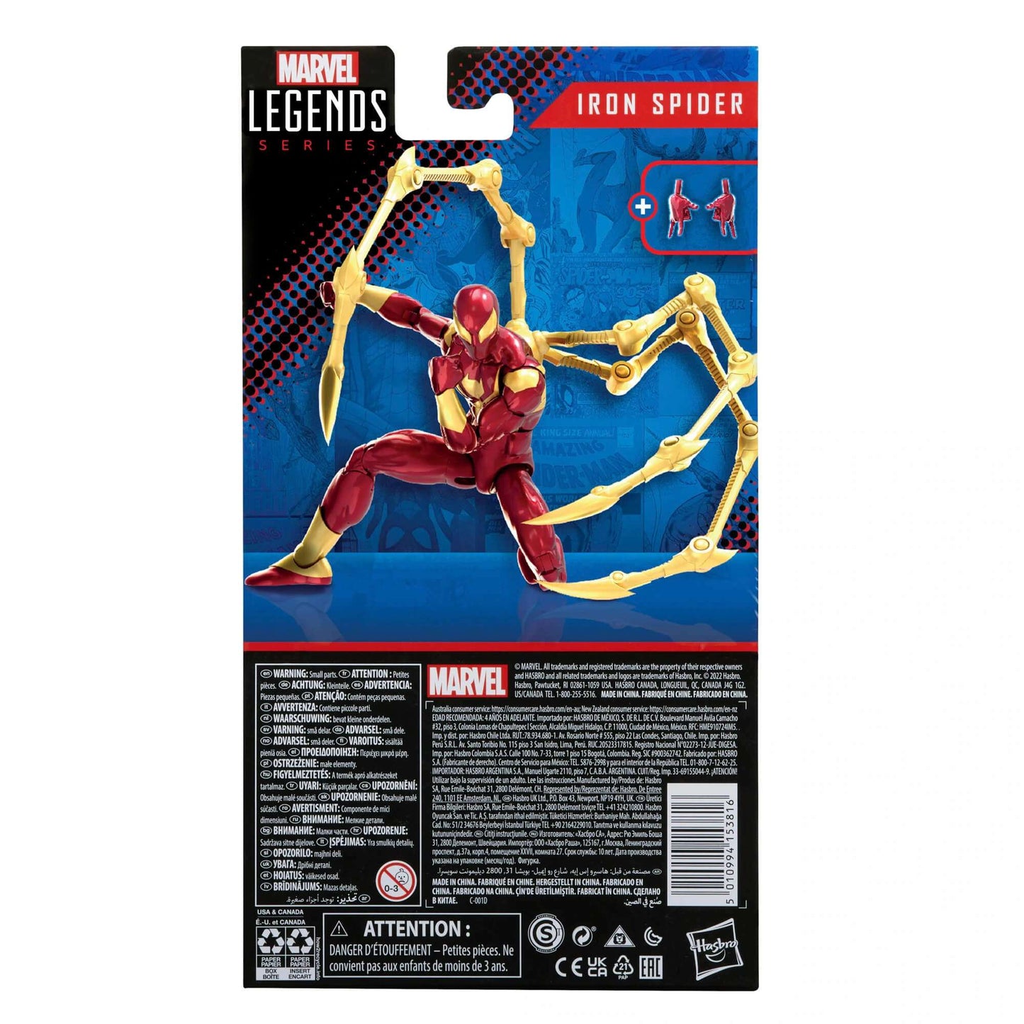 hasbro marvel legends civil war comic iron spider figure packaging back