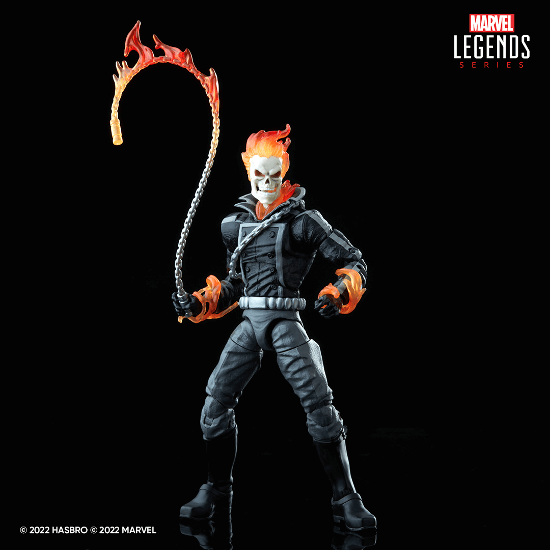 hasbro marvel legends comics toybiz inspired retro card johnny blaze ghost rider figure with flaming head