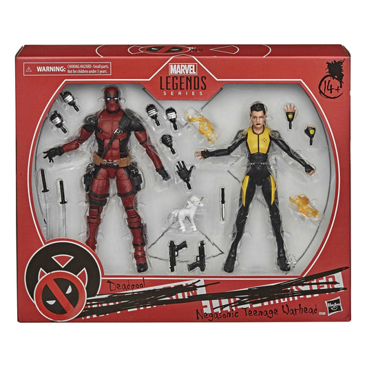 Marvel Legends Series Deadpool and Negasonic Teenage Warhead figures in box packaging