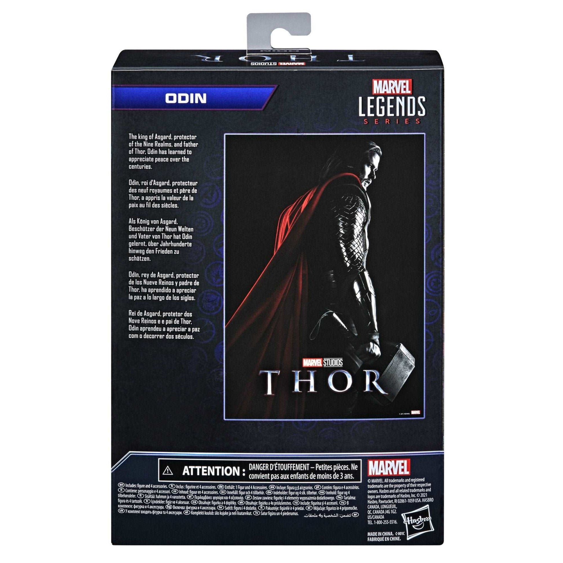 Hasbro Marvel Legends Series Thor Infinity Saga Odin figure in packaging back of box