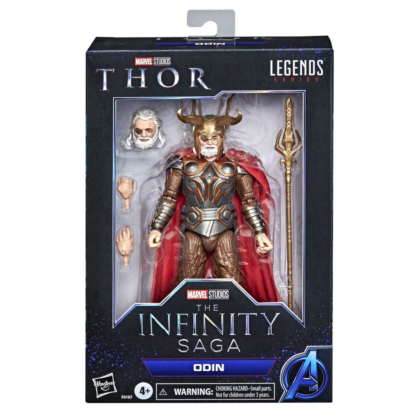 Hasbro Marvel Legends Series Thor Infinity Saga Odin figure in packaging front of box