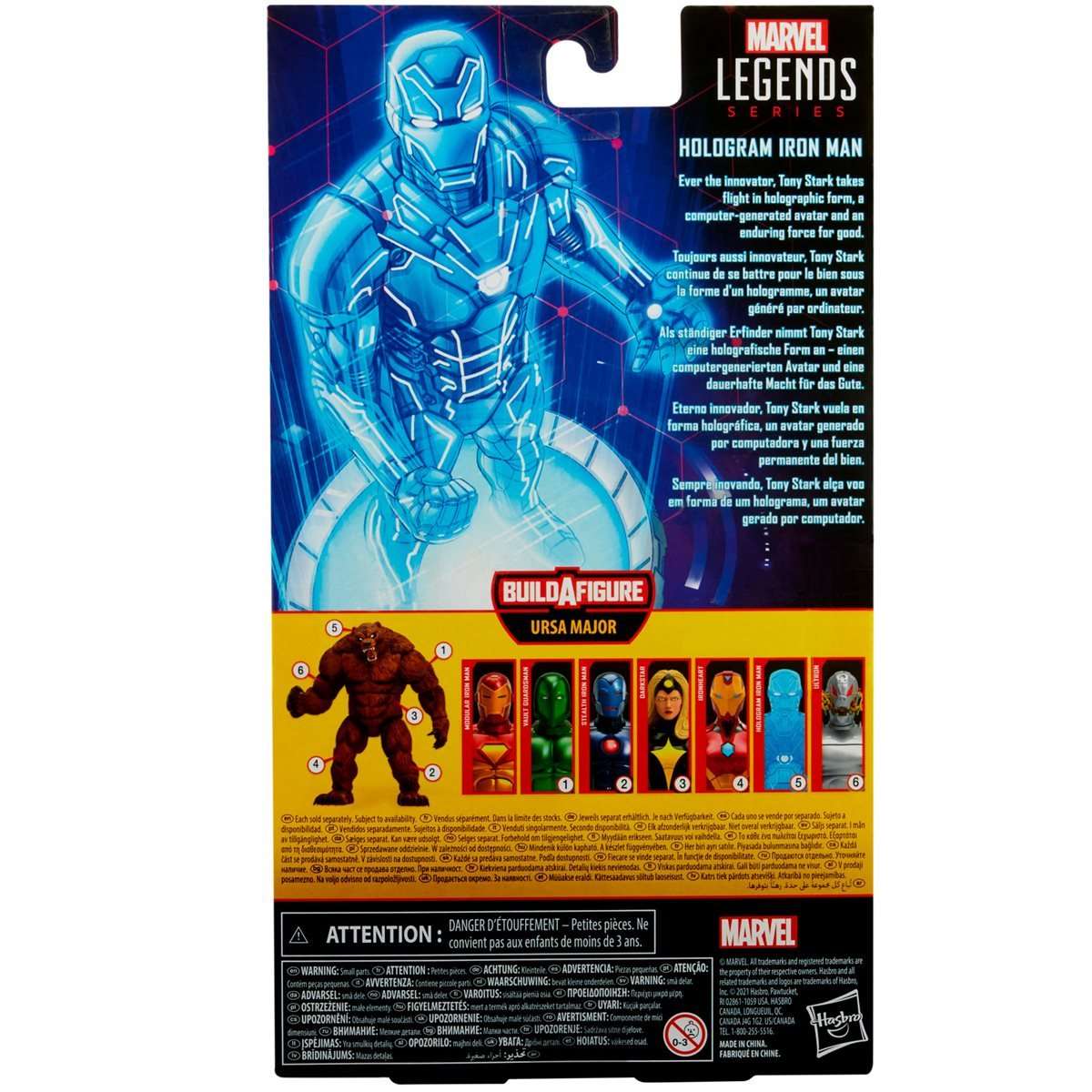 Marvel Legends Ursa Major build a figure wave Comic Hologram Iron Man  6-inch figure packaging back