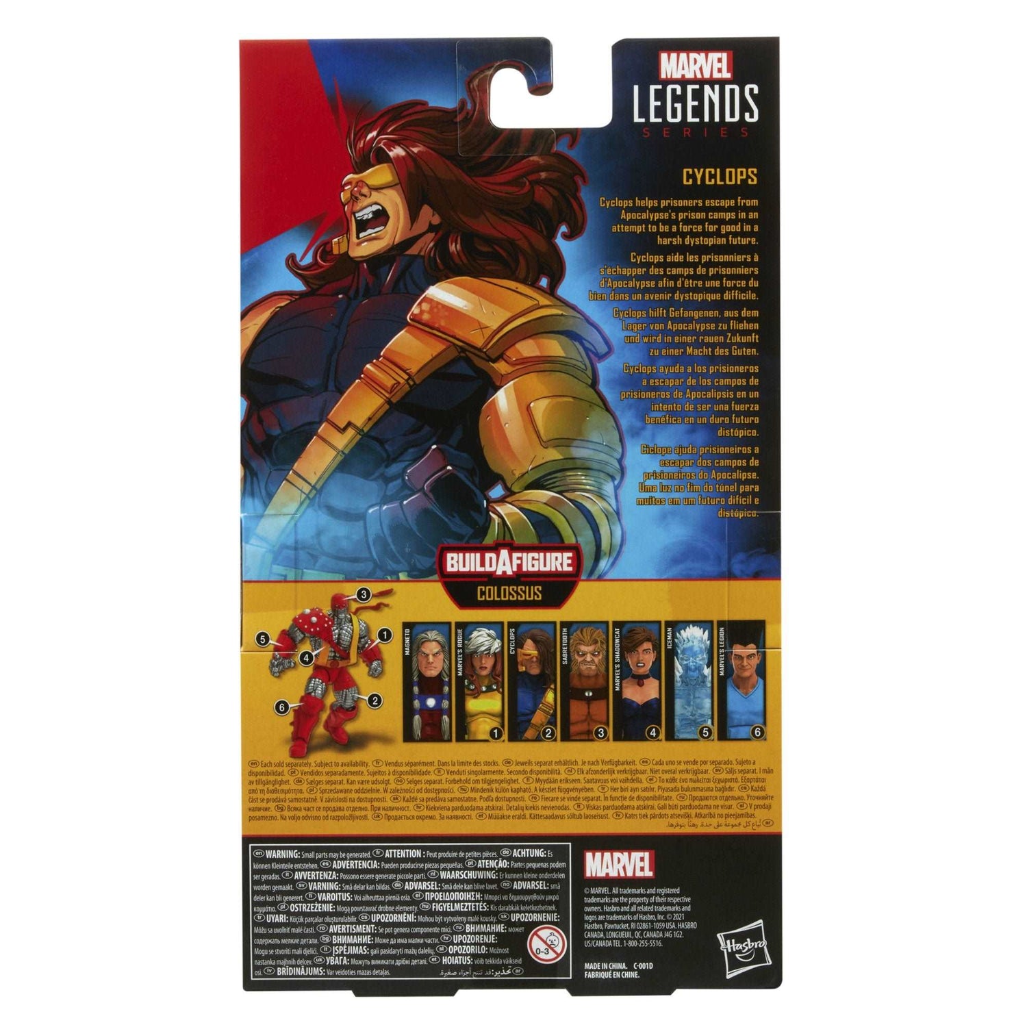 Hasbro Marvel Legends Series X-men Age of Apocalypse Cyclops figure in packaging back of box