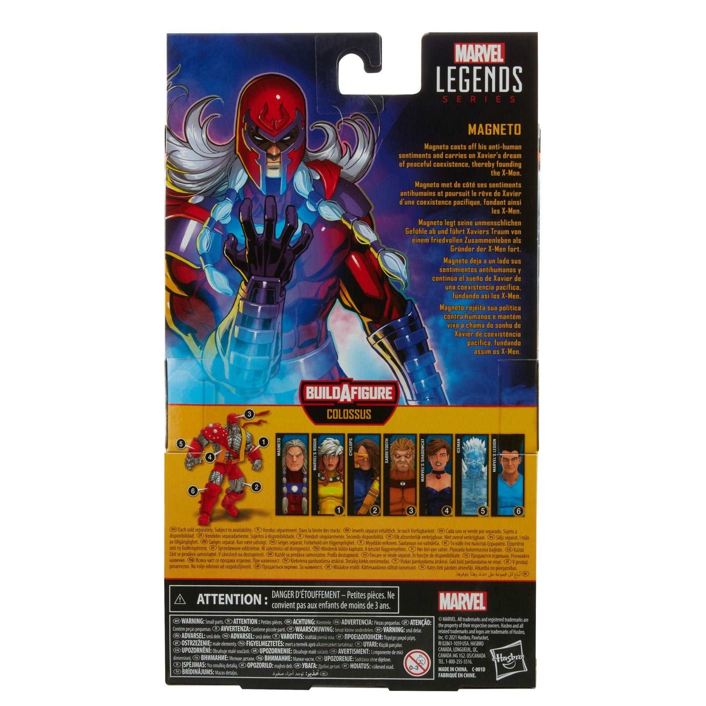 Hasbro Marvel Legends Series X-men Age of Apocalypse Magneto figure in packaging back of box