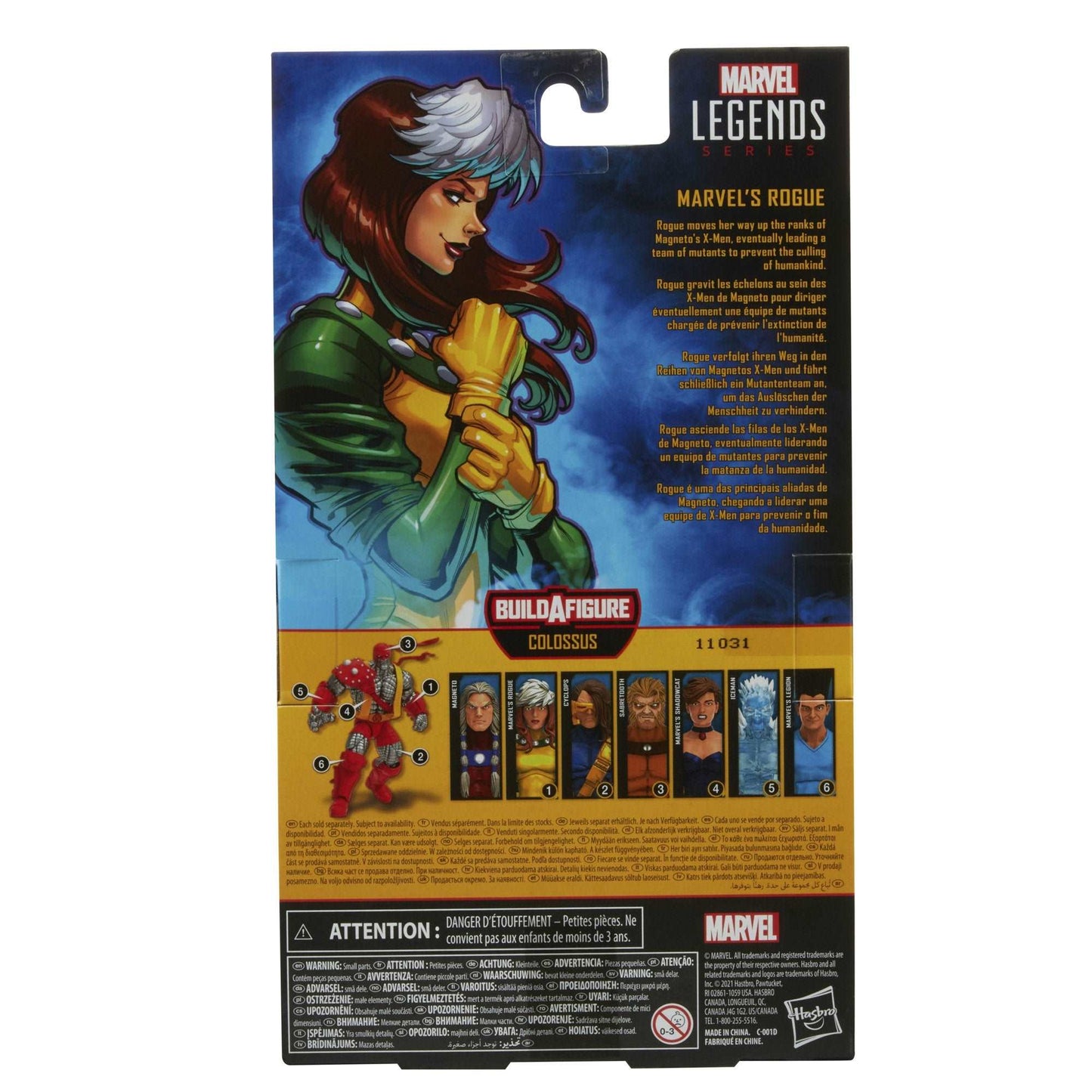 Hasbro Marvel Legends Series X-men Age of Apocalypse Rogue figure in packaging back of box