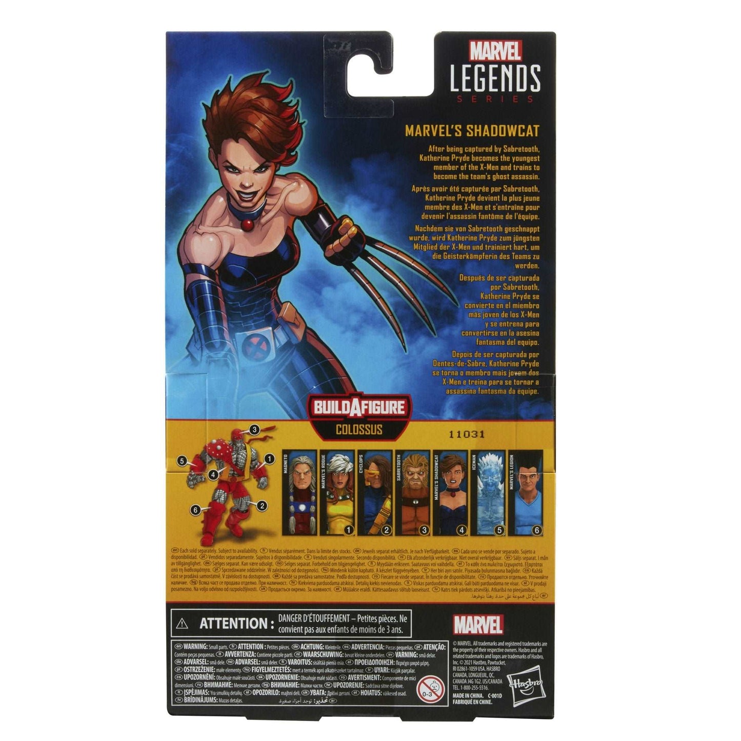 Hasbro Marvel Legends Series X-men Age of Apocalypse Shadowcat  figure in packaging back of box