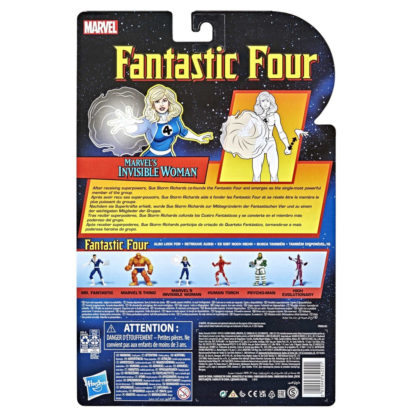 Marvel Legends Series Retro Invisible Woman back of packaging