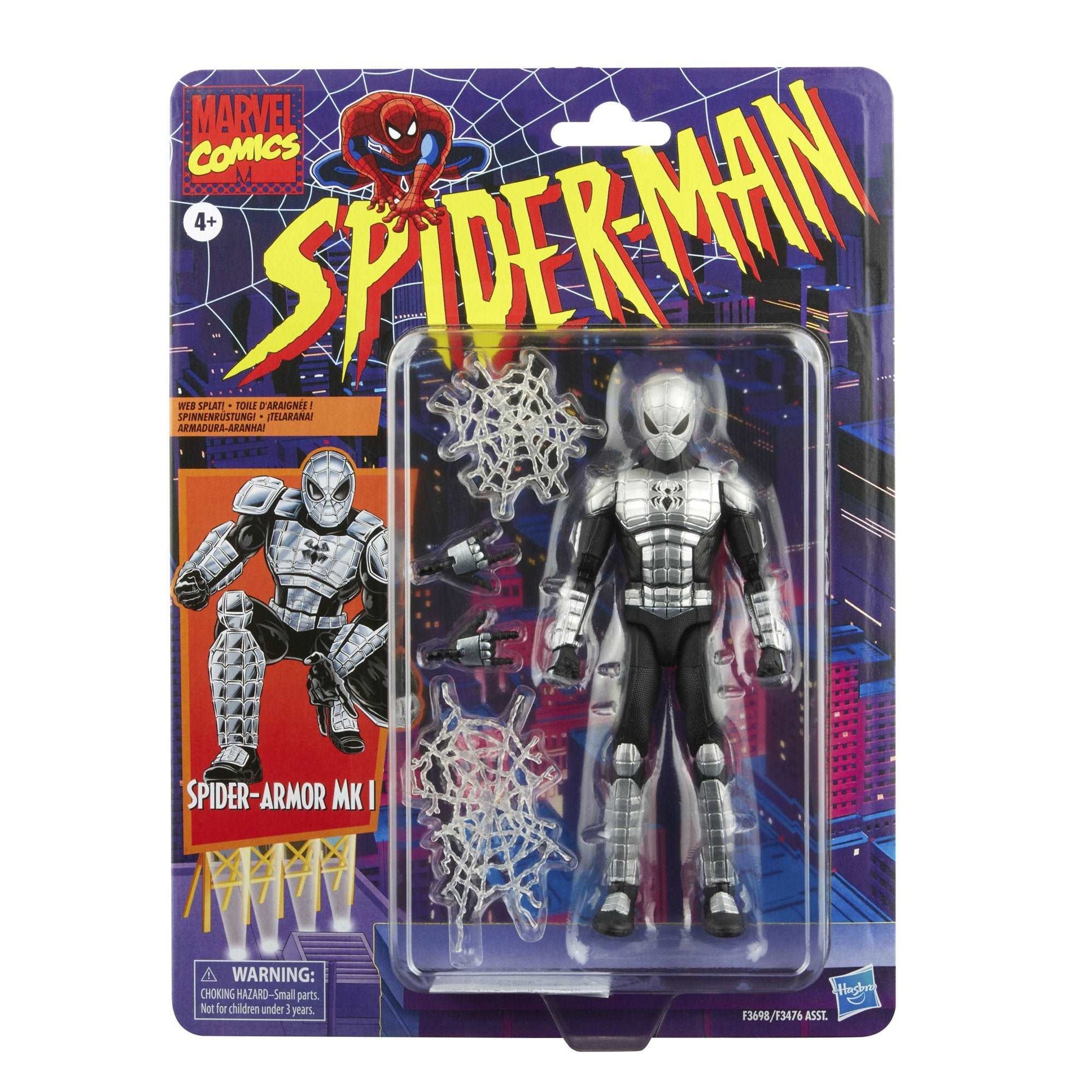 Marvel Legends Series Retro Spider-Armor MK1 Spider-Man Peter Parker Figure front of Blister Card