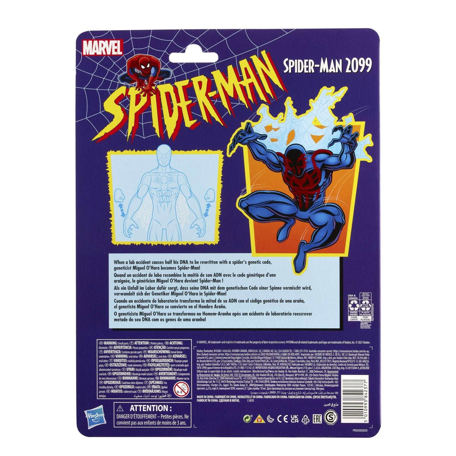 Marvel Legends Series Retro Spider-Man 2099 Miguel O'Hara Figure back of Blister Card