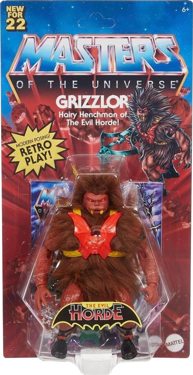 mattel creations masters of the universe origins grizzlor action figure front of card
