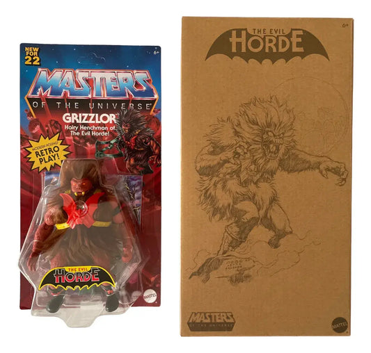 mattel creations masters of the universe origins grizzlor action figure with external artwork box