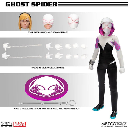 mezco one 12th ghost spider action figure with accessories