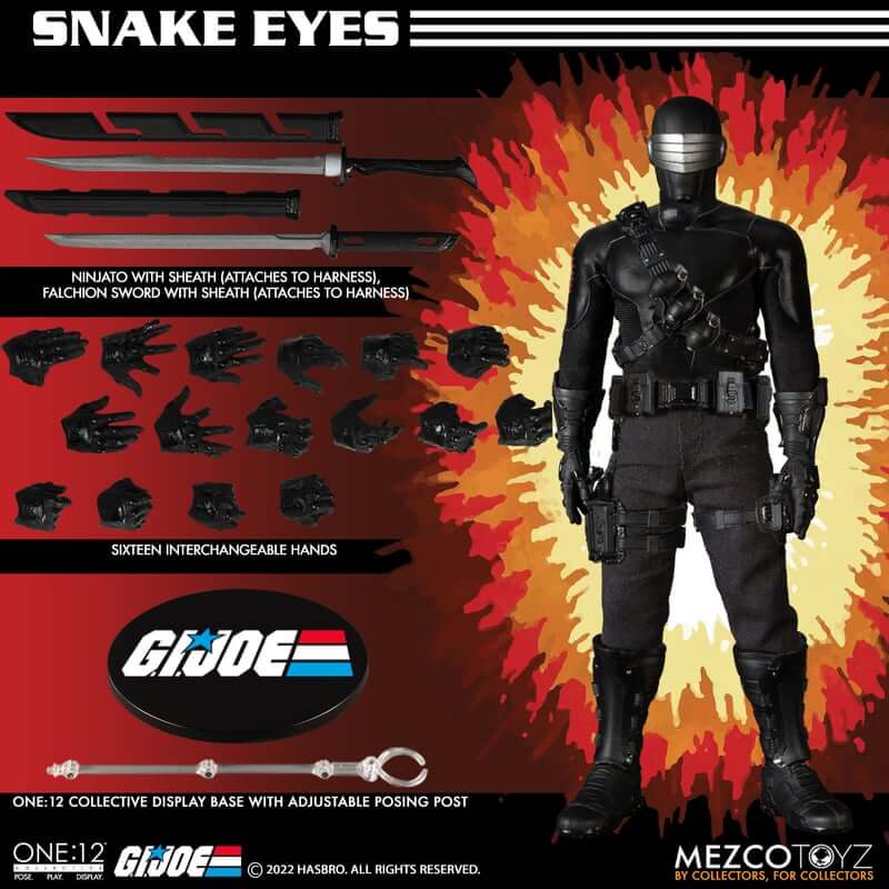 mezco one:twelfth collective gi joe snake eyes action figure accessories