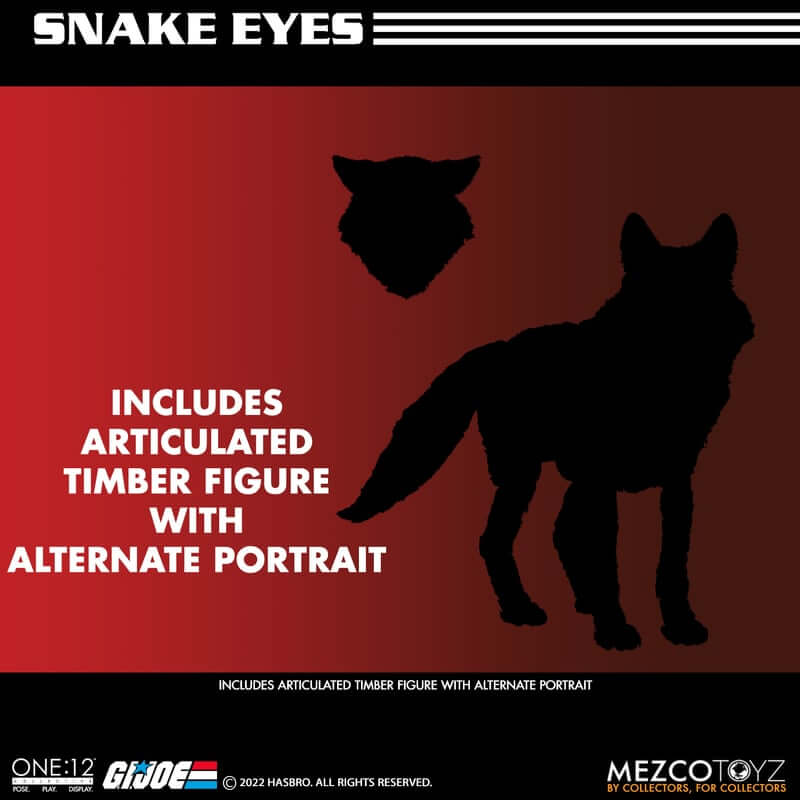 mezco one:twelfth collective gi joe snake eyes action figure with timber the wolf