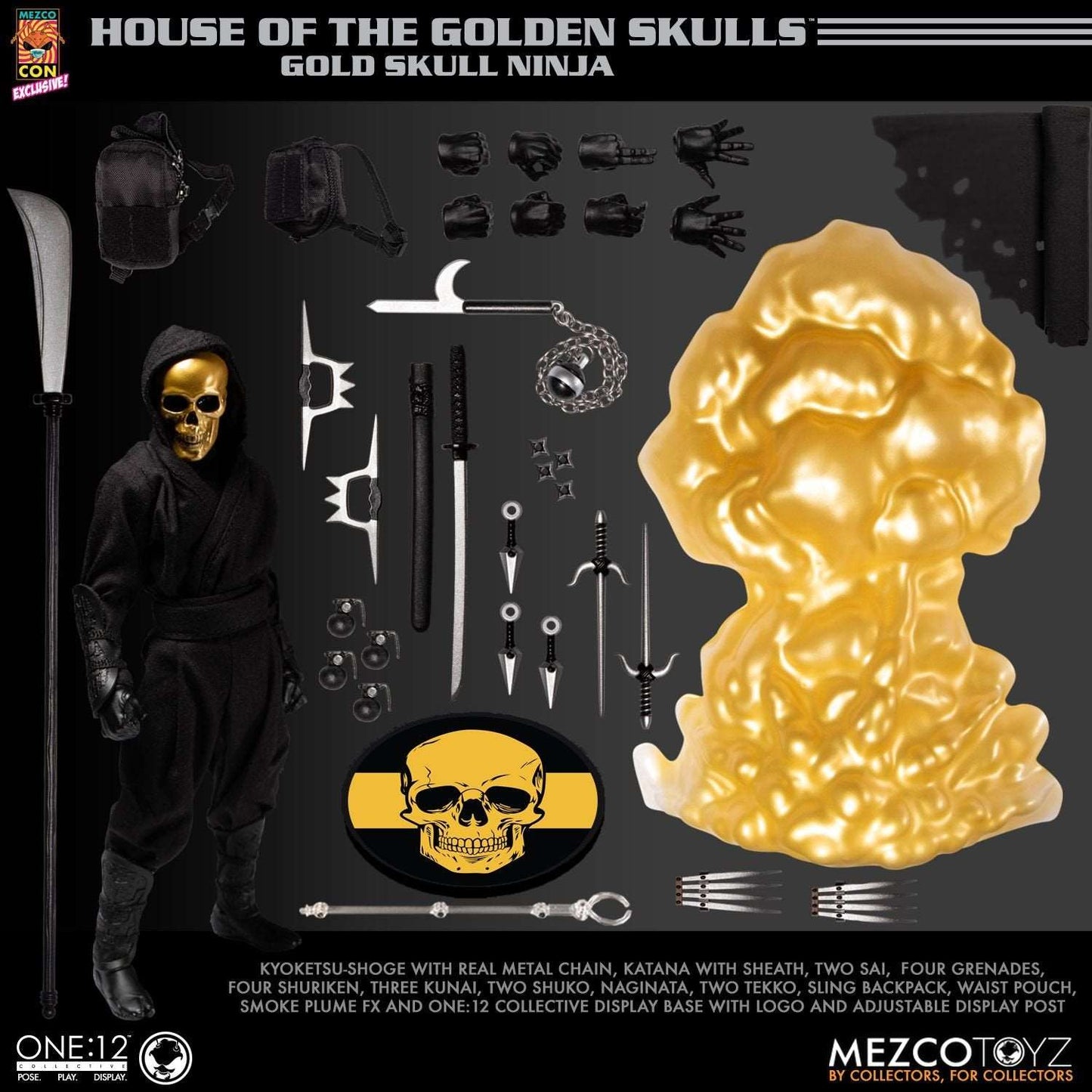 mezco one twelfth collective House of The Golden Skulls: Gold Skull Ninja figure accessories