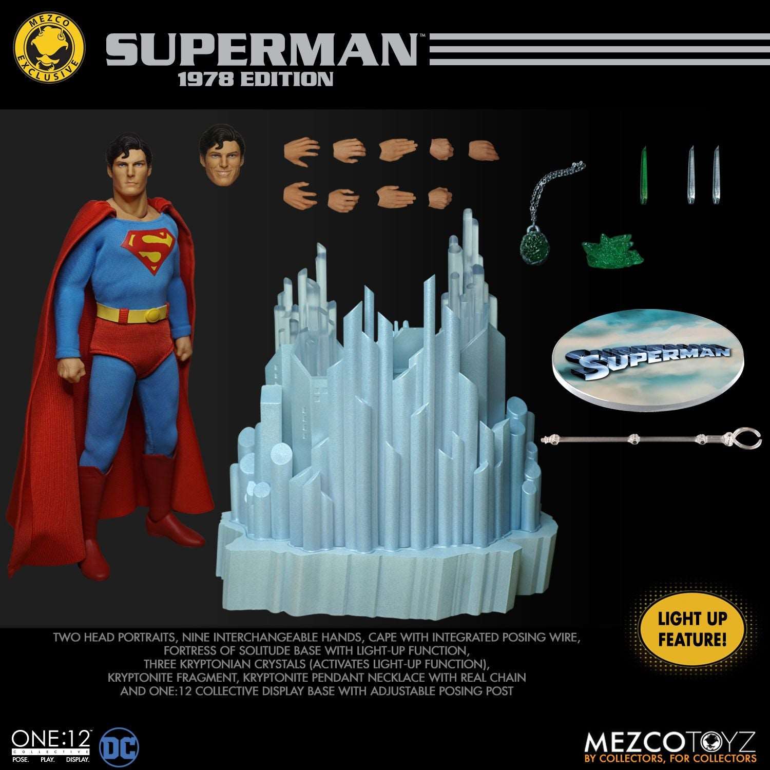 mezco one twelfth collective superman 1978 Christopher Reeve edition figure and accessories