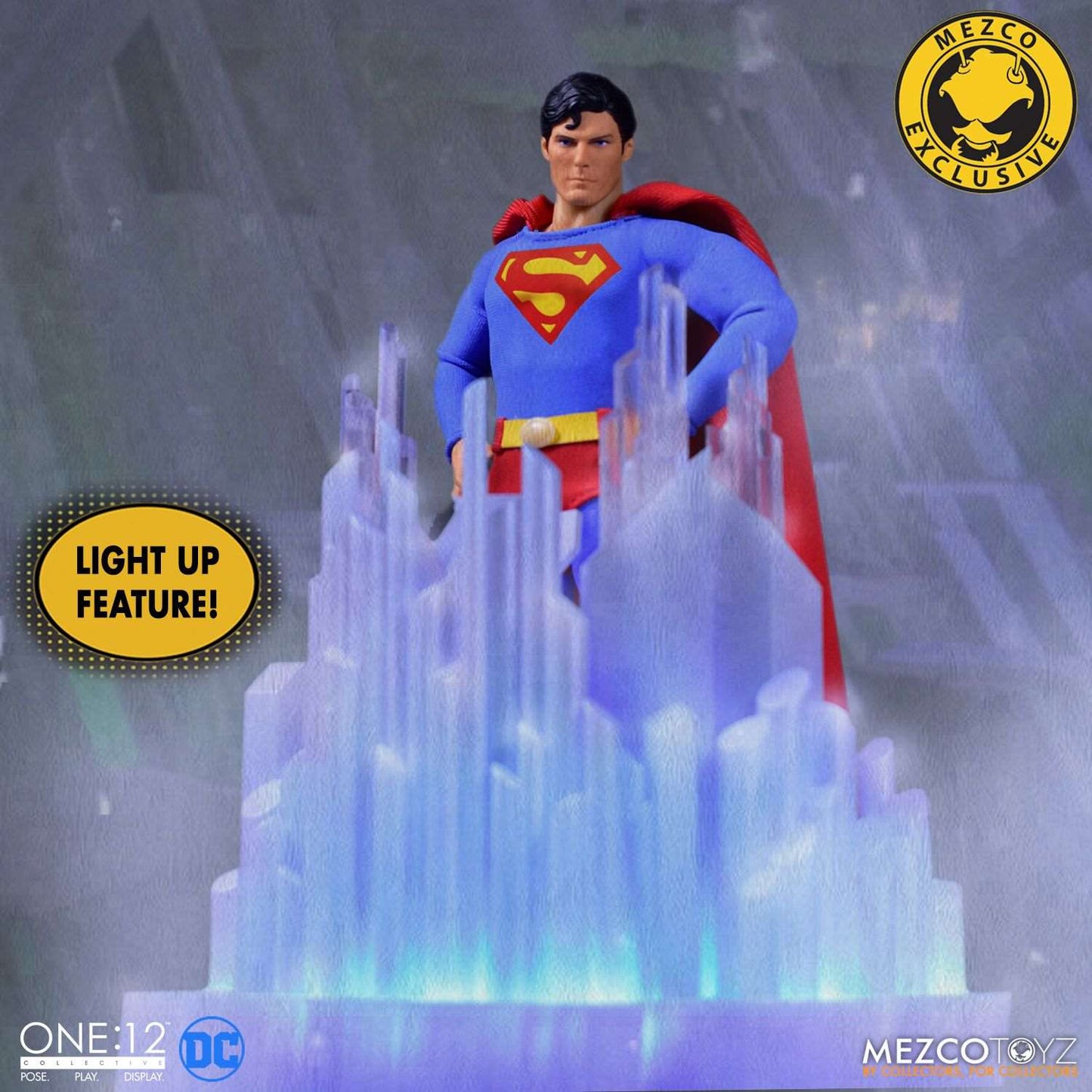 mezco one twelfth collective superman 1978 Christopher Reeve edition figure Fortress of Solitude base light up feature
