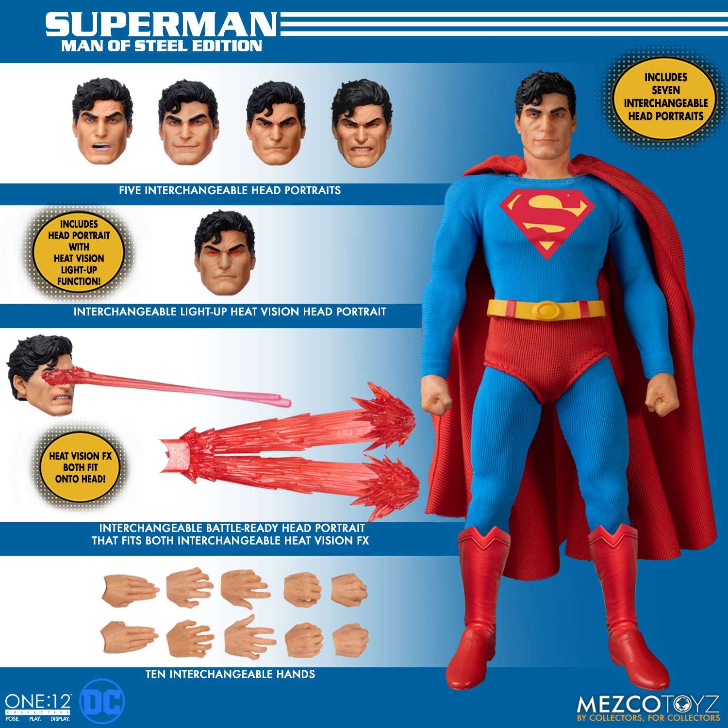 mezco one twelfth collective superman man of steel edition figure accessories