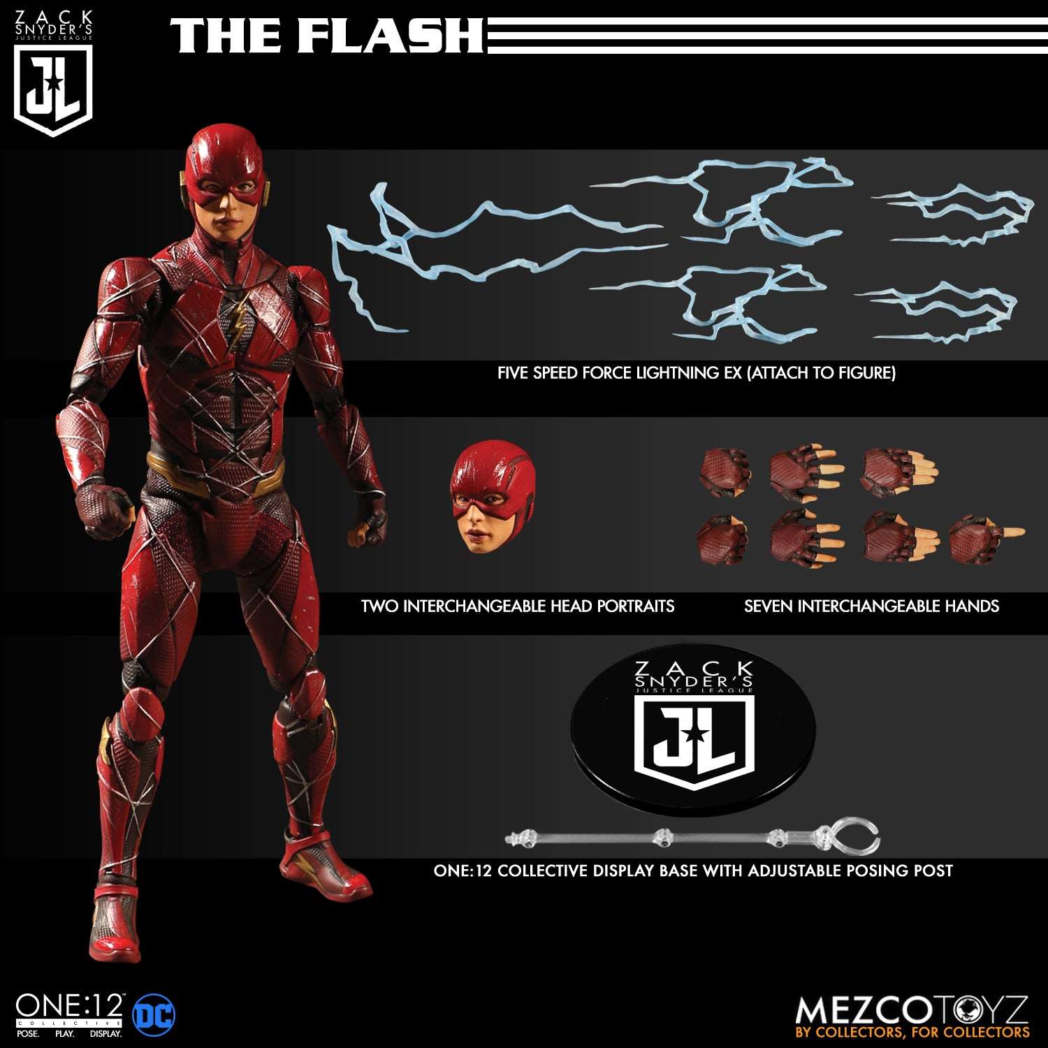 Mezco One Twelfth Collective Zack Snyder’s Justice League Deluxe Steel Boxed Set The Flash figure and accessories