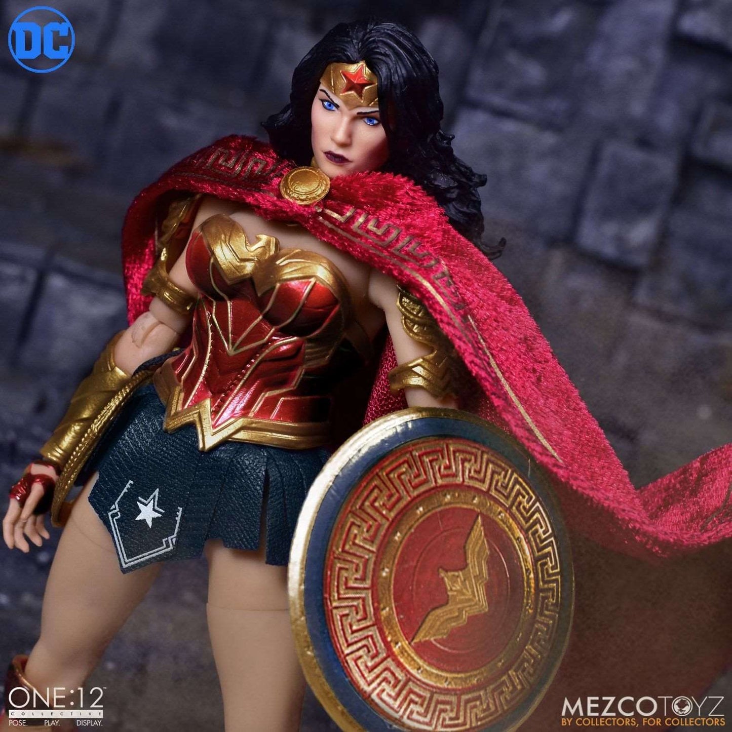 Mezco One:12 DC Universe Wonder Woman figure with shield and cape