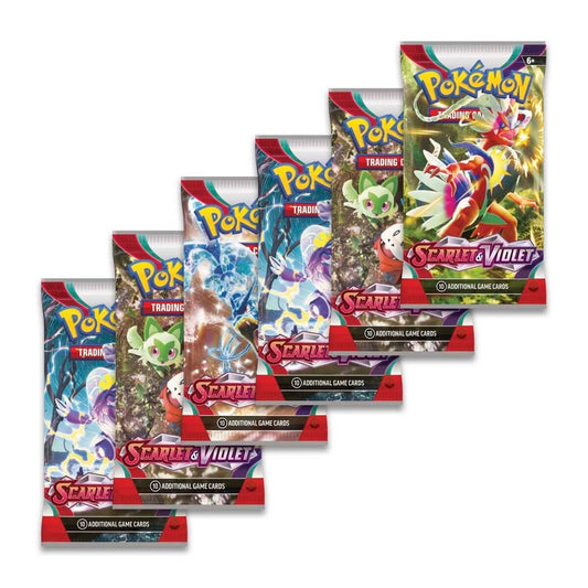 Pokémon TCG: Scarlet & Violet Booster with new first partners Sprigatito, Fuecoco, and QuaxlyPack featuring 