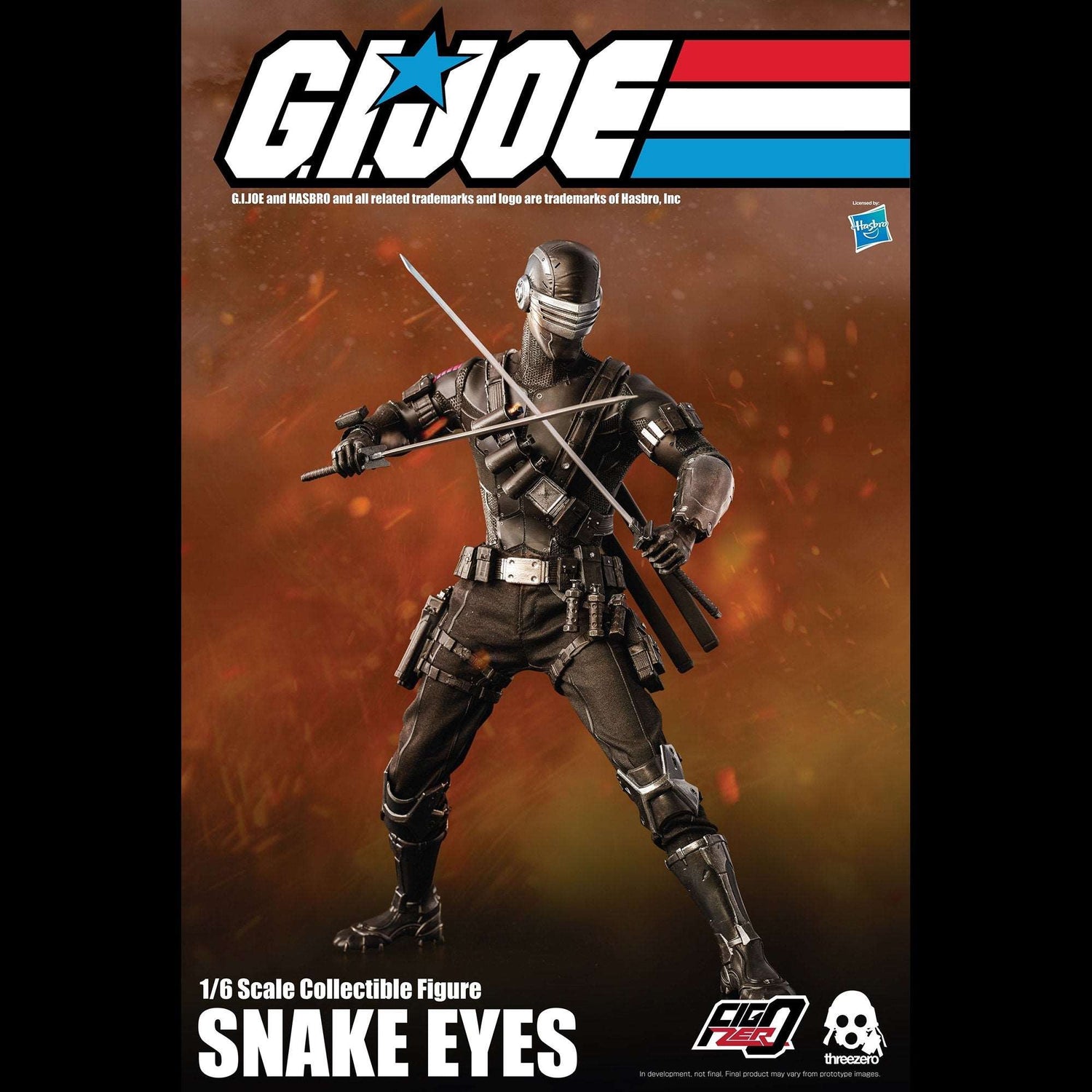 Hasbro Threezero G.I. Joe Snake Eyes 1/6 figure and swords