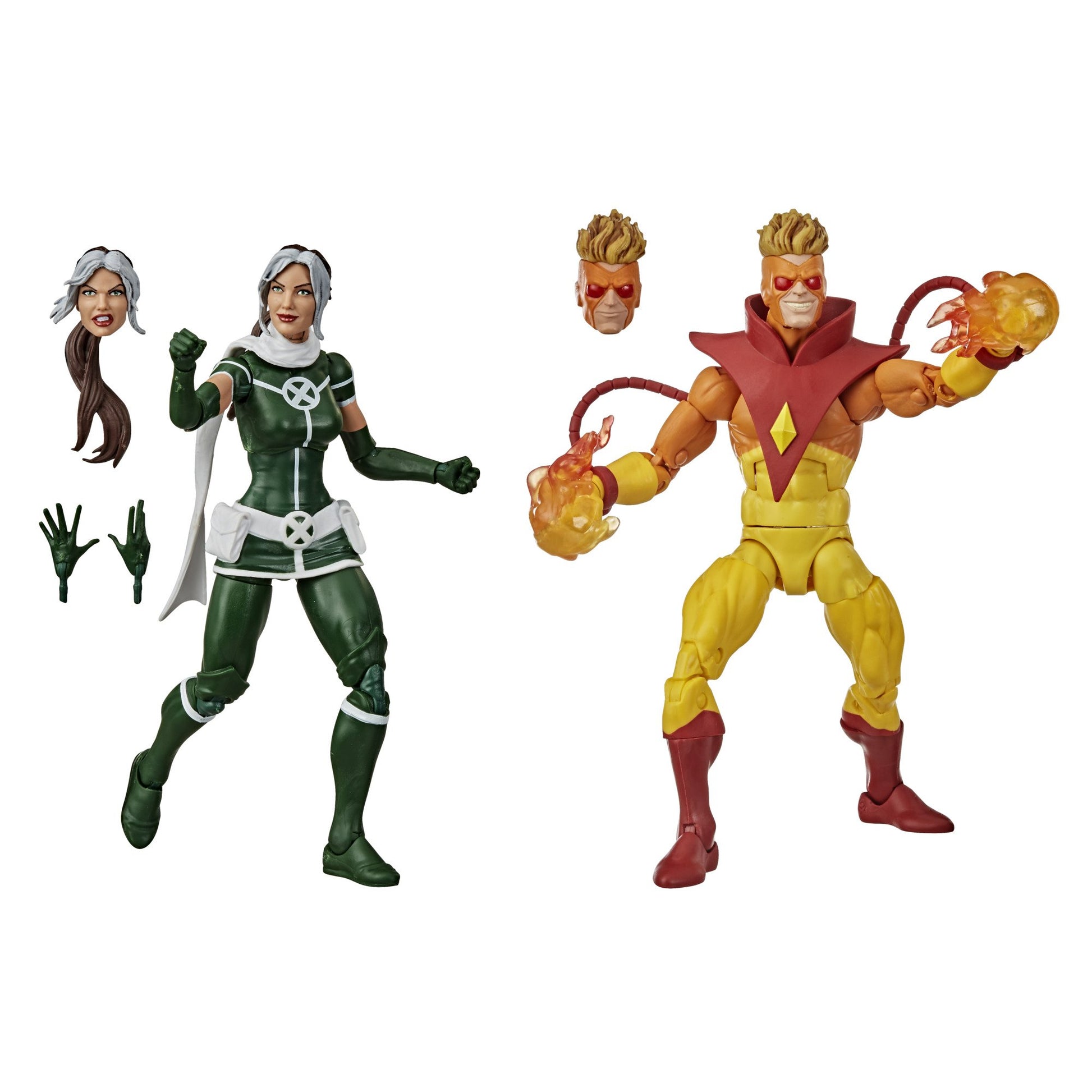Hasbro Marvel Legends Series Brotherhood of Evil Mutants Rogue and Pyro figures with accessories