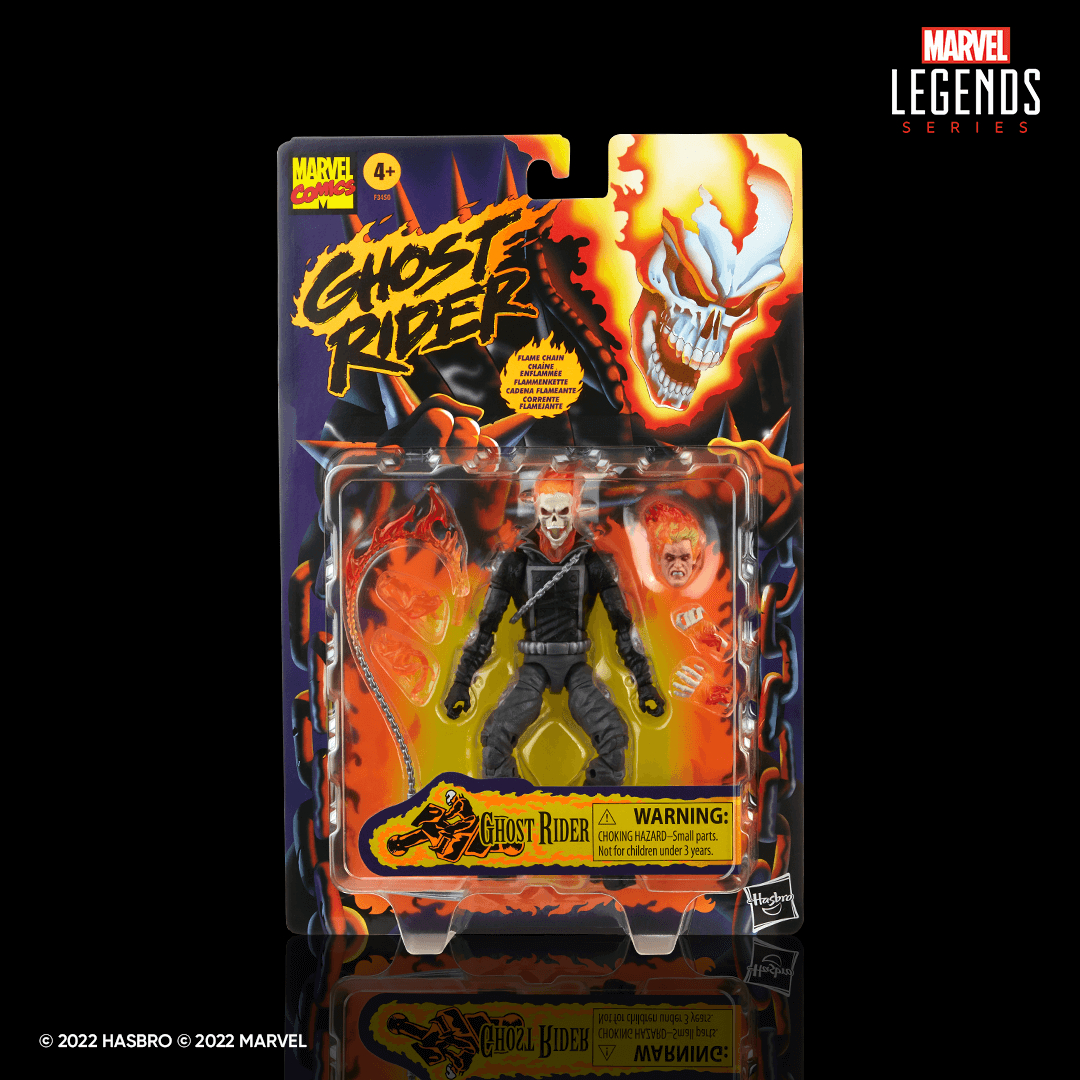 hasbro marvel legends comics toybiz inspired retro card johnny blaze ghost rider front of packaging